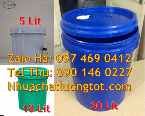 Xô nhựa giá rẻ, thùng nhựa vỏ thùng đựng sơn nước Vỏ thùng 20 lít quai sắt, Xô nhựa nắp rót