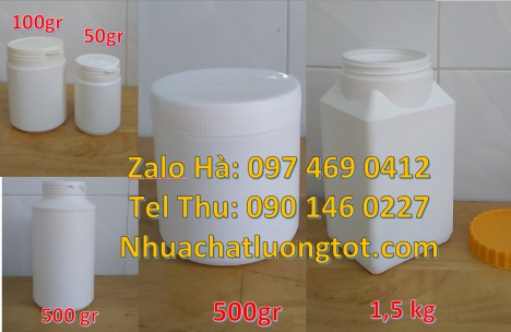 hũ 500gr nắp nhỏ, hũ 600ml trắng đục, Hũ nhựa 100gr đựng thuốc sâu, hũ 200gr đựng nông dược, hũ 250g