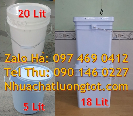 Xô nhựa giá rẻ, thùng nhựa vỏ thùng đựng sơn nước Vỏ thùng 20 lít quai sắt, Xô nhựa nắp rót
