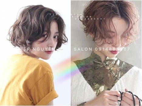 Tóc xoăn ngắn hippie nhẹ nhàng, xoăn ngang vai. - Tiệp Nguyễn Academy