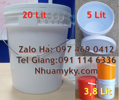 Vỏ thùng đựng sơn 22 lít, Thùng nhựa vuông Giá bán Xô nhựa 3.8 lit thùng nhựa 5 lít, vỏ thùng