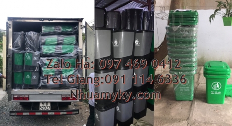 Thùng rác nhựa duy tân, thùng rác 120l 240l, Thùng rác 2 ngăn nắp lật, Thùng rác 3 ngăn bập bênh, Th