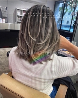 Xoăn ngắn hippie kết hợp nhuộm light khói - Tiệp Nguyễn Academy