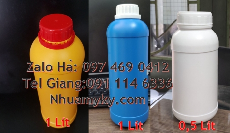 Chai nhựa. Chai có vòi ấn, chai 30ml nắp xé, bình nhựa 0.5 lít,chai 250 ml đựng thuốc rầy, chai 500m