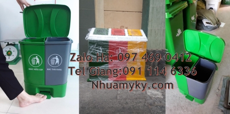 Thùng rác nhựa duy tân, thùng rác 120l 240l, Thùng rác 2 ngăn nắp lật, Thùng rác 3 ngăn bập bênh, Th