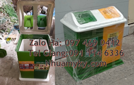 Thùng rác nhựa duy tân, thùng rác 120l 240l, Thùng rác 2 ngăn nắp lật, Thùng rác 3 ngăn bập bênh, Th