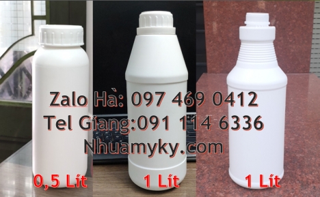 Chai nhựa. Chai có vòi ấn, chai 30ml nắp xé, bình nhựa 0.5 lít,chai 250 ml đựng thuốc rầy, chai 500m