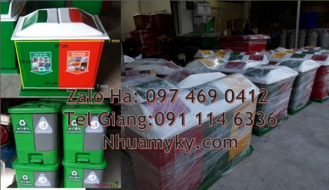Thùng rác nhựa duy tân, thùng rác 120l 240l, Thùng rác 2 ngăn nắp lật, Thùng rác 3 ngăn bập bênh, Th