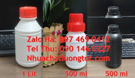 chai 250 ml trắng sữa, Chai nhựa 200ml đựng phân bón, chai 500ml đựng thuốc diệt nấm, chai 1l đựng a