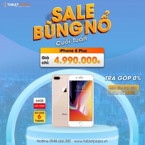 Iphone 8 Plus 64Gb táo xịn cực rẻ tại Tablet Plaza