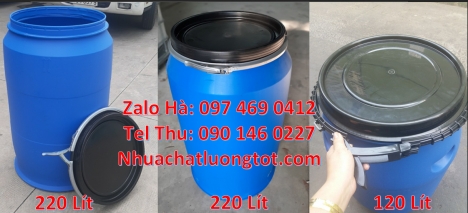 Thùng phuy nhựa 220 lít nắp mở, Thùng phi đai sắt 120 lít, Thùng Phuy 30 Lít, Thùng Phuy 50L, Giá