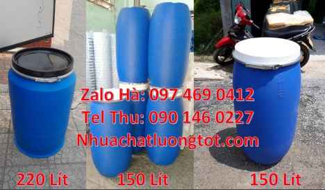 Thùng phuy nhựa 220 lít nắp mở, Thùng phi đai sắt 120 lít, Thùng Phuy 30 Lít, Thùng Phuy 50L, Giá