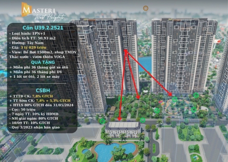 BÁN CĂN 1N+1 MASTERISE VINHOMES SMART CITY TÂY MỖ