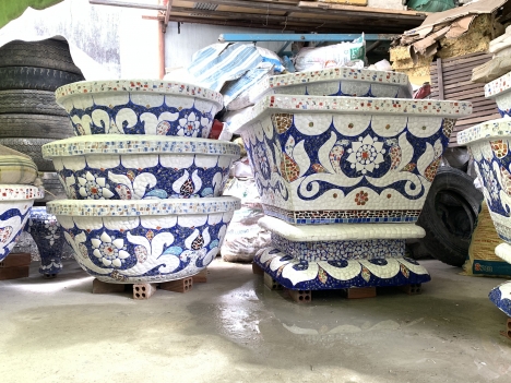 Chậu hoa dán sành sứ - khảm miễng 0933181317 TPHCM giao toàn quốc