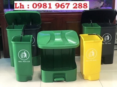 Thùng rác 40l xanh vàng phân loại rác thải