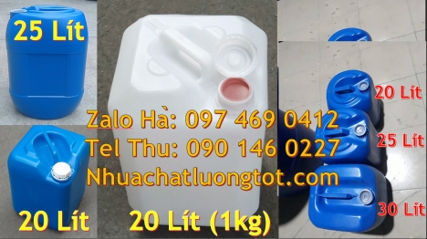 can 20l 1kg, can 25l xanh Can nhựa 25 lít vuông xanh đựng axit, can 20l giá rẻ, can 25l trắng, Can n
