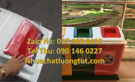 Thùng rác nhựa duy tân, thùng rác 120l 240l Thùng rác 2 ngăn nắp lật, Thùng rác 3 ngăn bập bênh, Th