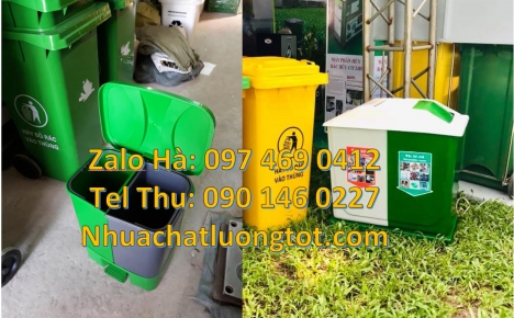 Thùng rác nhựa duy tân, thùng rác 120l 240l Thùng rác 2 ngăn nắp lật, Thùng rác 3 ngăn bập bênh, Th