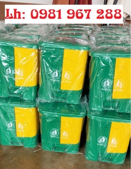 Thùng rác 40l xanh vàng phân loại rác thải