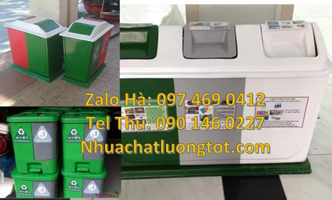 Thùng rác nhựa duy tân, thùng rác 120l 240l Thùng rác 2 ngăn nắp lật, Thùng rác 3 ngăn bập bênh, Th