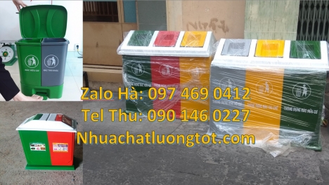 Thùng rác nhựa duy tân, thùng rác 120l 240l Thùng rác 2 ngăn nắp lật, Thùng rác 3 ngăn bập bênh, Th