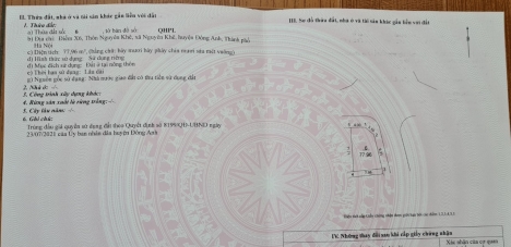 BÁN LÔ GÓC 3 MẶT THOÁNG - ĐẤU GIÁ X6 NGUYÊN KHÊ, ĐÔNG ANH - 78M
