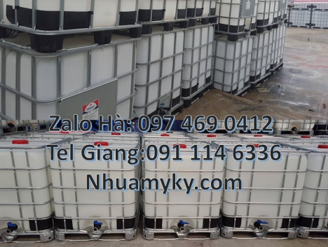 Thùng ibc 1000l có khung thép, Thùng IBC 1000l mới, bồn 1000 lít cũ, tank nhựa 1000l đựng hóa chất,