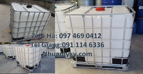 Thùng ibc 1000l có khung thép, Thùng IBC 1000l mới, bồn 1000 lít cũ, tank nhựa 1000l đựng hóa chất,
