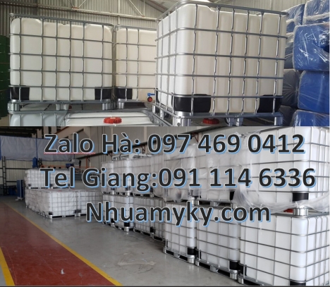 Thùng ibc 1000l có khung thép, Thùng IBC 1000l mới, bồn 1000 lít cũ, tank nhựa 1000l đựng hóa chất,