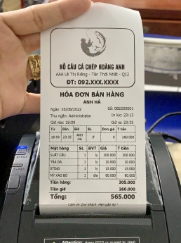 Phần mềm tính tiền cho Hồ Câu - Bán Toàn Quốc