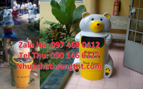 Thùng rác hình gấu. thùng rác con thú thùng rác con vật, sọt rác hình thú, thùng rác cá c