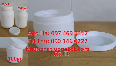 Hũ nhựa 100 gram, hũ 200g đựng đậu phộng, hũ đựng kẹo 200 gram, hũ nhựa 250 g trắng đục, sỉ lẻ hũ nh