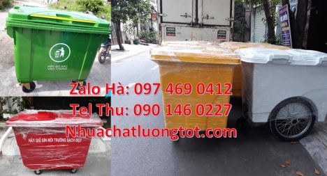 xe thu gom rác 3 bánh lớn, bán sỉ xe rác 660l, Xe thu gom rác 660 lít bánh nhỏ, Xe gom rác 1000 lít,