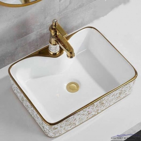 Vòi rữa Lavabo nóng lạnh mạ vàng cao cấp