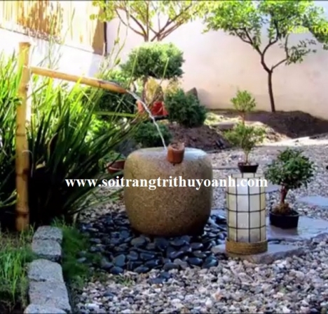 Sỏi đen bóng trang trí tiểu cảnh thác nước