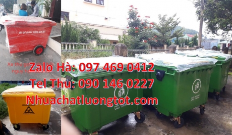 xe thu gom rác 3 bánh lớn, bán sỉ xe rác 660l, Xe thu gom rác 660 lít bánh nhỏ, Xe gom rác 1000 lít,