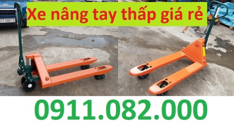 Sỉ lẻ xe nâng tay thấp 2,5 tấn 3 tấn 5 tấn giá rẻ tại miền tây- xe nâng tay thấp bánh Pu siêu bền- l