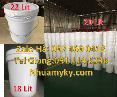 thùng nhựa vuông 18l đựng hóa chất, Vỏ thùng 20 lít quai sắt, Xô nhựa nắp rót 20 lít, Sỉ lẻ