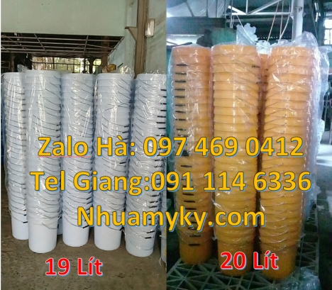thùng nhựa vuông 18l đựng hóa chất, Vỏ thùng 20 lít quai sắt, Xô nhựa nắp rót 20 lít, Sỉ lẻ