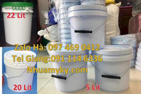 thùng nhựa vuông 18l đựng hóa chất, Vỏ thùng 20 lít quai sắt, Xô nhựa nắp rót 20 lít, Sỉ lẻ