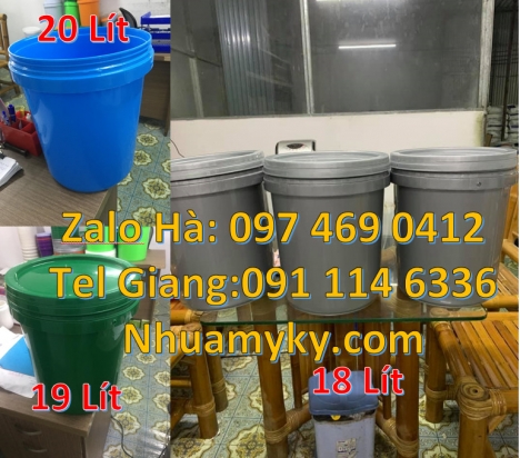 thùng nhựa vuông 18l đựng hóa chất, Vỏ thùng 20 lít quai sắt, Xô nhựa nắp rót 20 lít, Sỉ lẻ