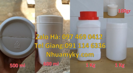 hũ 250 gram đựng bột ngũ cốc, hũ 100 g đựng kẹo Hũ hóa chất 50 gram, hũ 50gr nắp vặn, hũ nhựa 100gr,