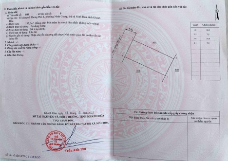 Đất đẹp full thổ 2 mặt tiền trung tâm thị xã Ninh Hoà, Khánh Hòa giá tốt