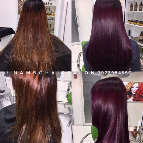 Nhuộm Tím Đỏ,Địa Chỉ Nhuộm Tóc Đẹp Uy Tín Giá Rẻ Hoài Đức -Nam Đỗ Hair Salon