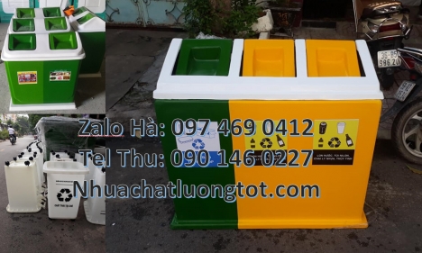 Thùng rác nhựa duy tân, thùng rác 3 ngăn, thùng rác 60 lít 120 lít, sọt rác 240l, Thùng rác 2 ngăn,