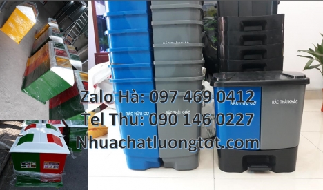 Thùng rác nhựa duy tân, thùng rác 3 ngăn, thùng rác 60 lít 120 lít, sọt rác 240l, Thùng rác 2 ngăn,