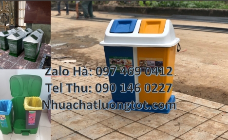 Thùng rác nhựa duy tân, thùng rác 3 ngăn, thùng rác 60 lít 120 lít, sọt rác 240l, Thùng rác 2 ngăn,