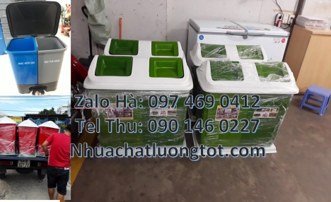 Thùng rác nhựa duy tân, thùng rác 3 ngăn, thùng rác 60 lít 120 lít, sọt rác 240l, Thùng rác 2 ngăn,