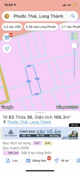 Cần bán lô đất 166m2 có thổ cư gần cổng Tân Hiệp xã Phước Thái, Long Thành chỉ 1,3 tỷ