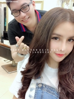 Học tóc, uốn xoăn hippie cho nữ mặt tròn, học tóc tiệp nguyễn